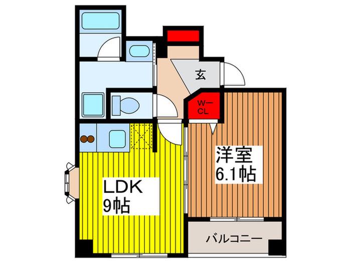 ソアラノーム北浦和(1LDK/5階)の間取り写真