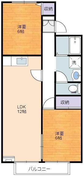 プレスーテジ弐番館(2LDK/2階)の間取り写真