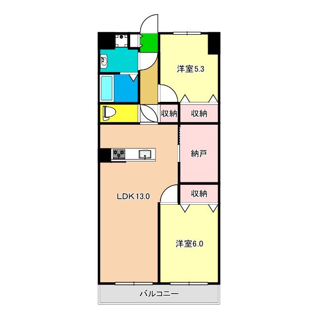 セーブ大谷(2SLDK/4階)の間取り写真