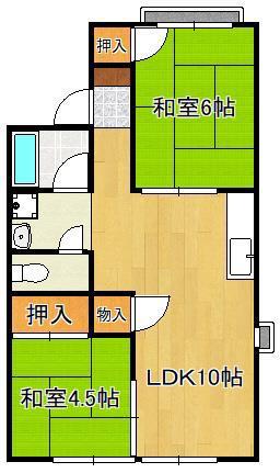 シャトーちぐさ(2LDK/2階)の間取り写真