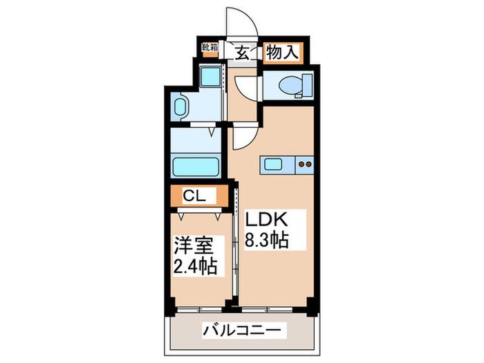 クローバー・グランツ北野田(1LDK/8階)の間取り写真
