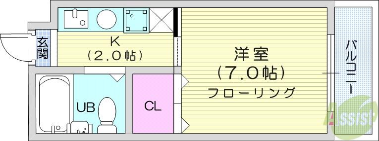 パールハイツ水の森(1K/1階)の間取り写真