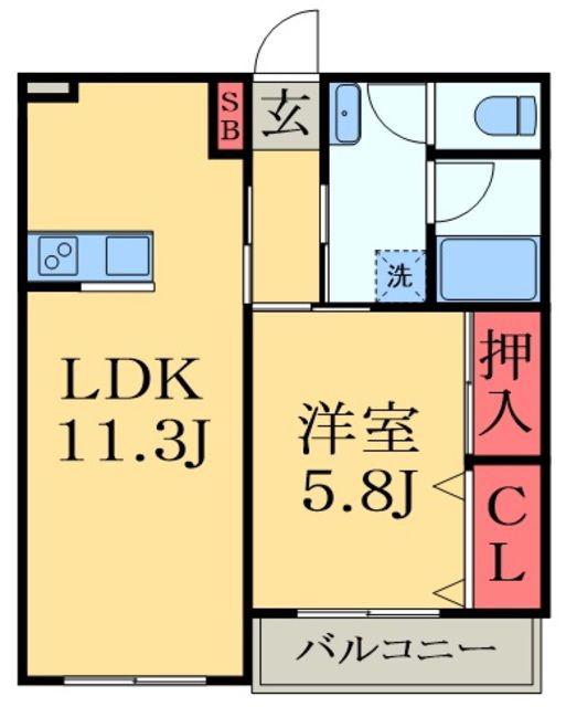 ティアラ(1LDK/2階)の間取り写真