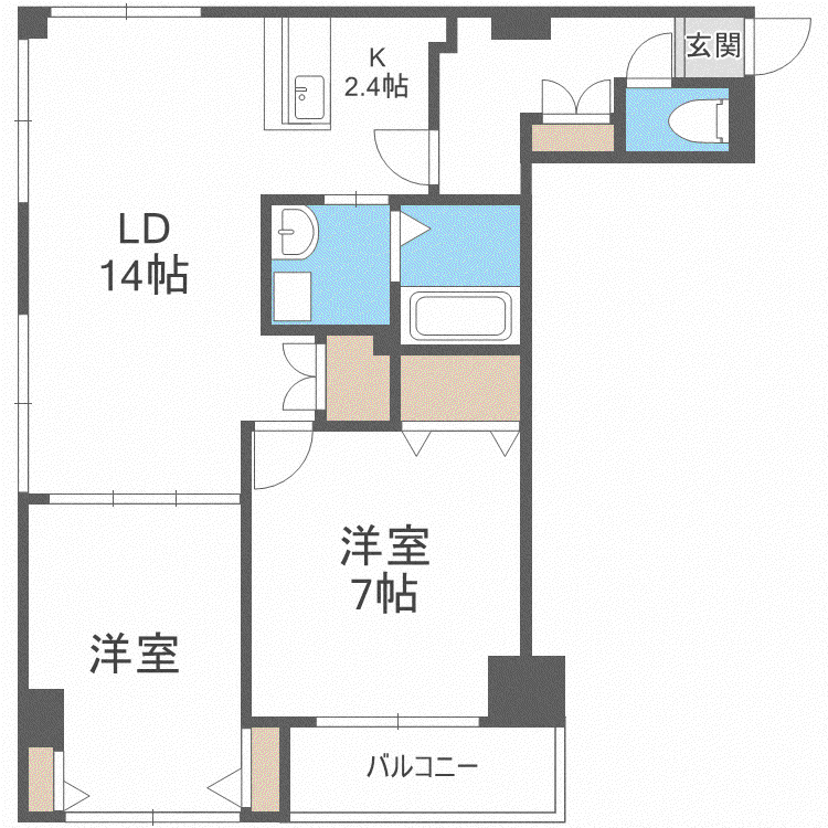 レゾ札幌(2LDK/4階)の間取り写真