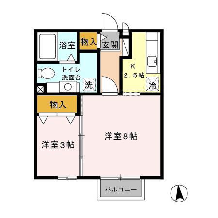 パークコートホーム(2K/2階)の間取り写真