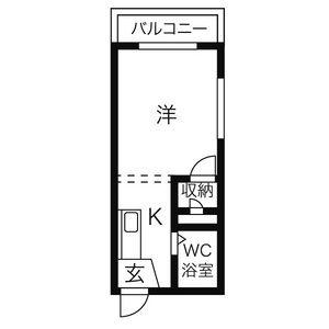 ドエルM・H(ワンルーム/2階)の間取り写真