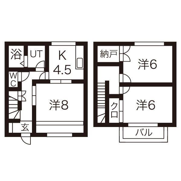 オリザI(2DK/1階)の間取り写真