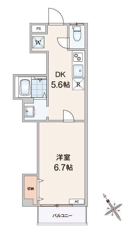 コーポラス鹿浜(1DK/1階)の間取り写真