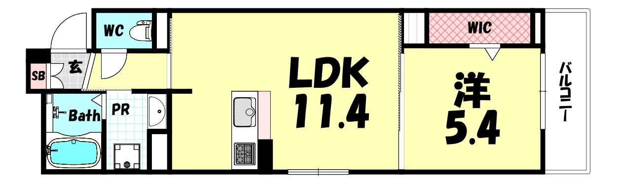 NOBLE TERRACS中山手(1LDK/2階)の間取り写真