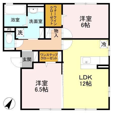 エクセルフォート(2LDK/1階)の間取り写真