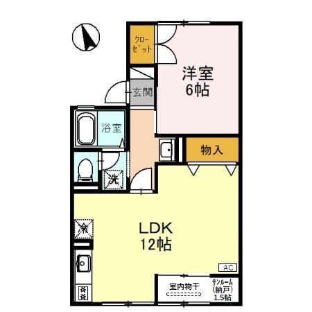 セジュール上小泉 B(1SLDK/2階)の間取り写真