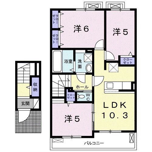 カルテット III(3LDK/2階)の間取り写真