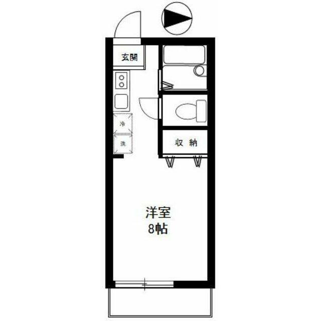 ジベ成城2(1K/2階)の間取り写真