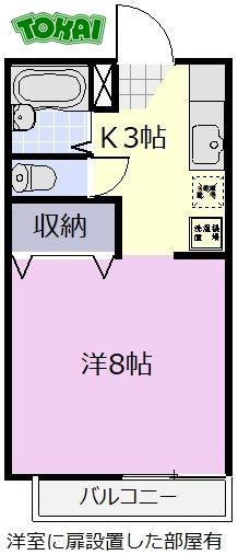 レーベンハイツ(1K/2階)の間取り写真