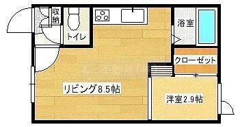 明野元町南アパート(1DK/1階)の間取り写真