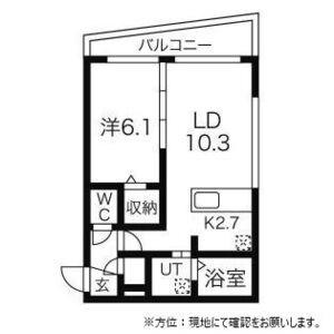 ガーデンテラスN17(1LDK/4階)の間取り写真