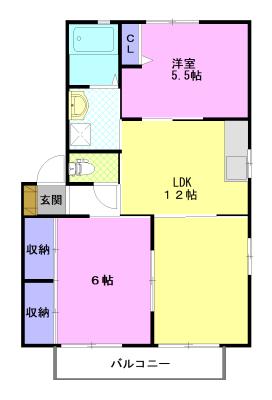 コーポ桜(2LDK/1階)の間取り写真