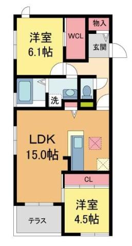 アイエヌ南花屋敷(2LDK/1階)の間取り写真