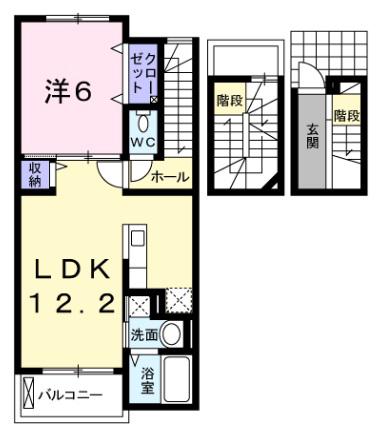 フィールド ミドル・ライペンI(1LDK/3階)の間取り写真