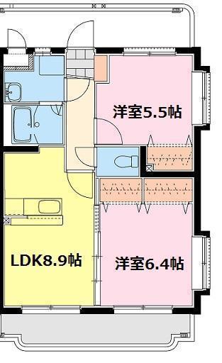エアフォルク II(2LDK/3階)の間取り写真