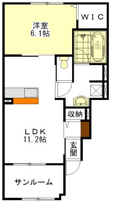 アモーレ(1LDK/1階)の間取り写真
