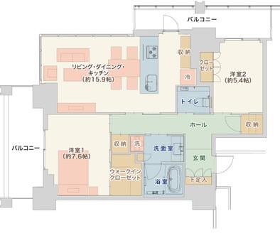 栄タワーヒルズ(2LDK/19階)の間取り写真