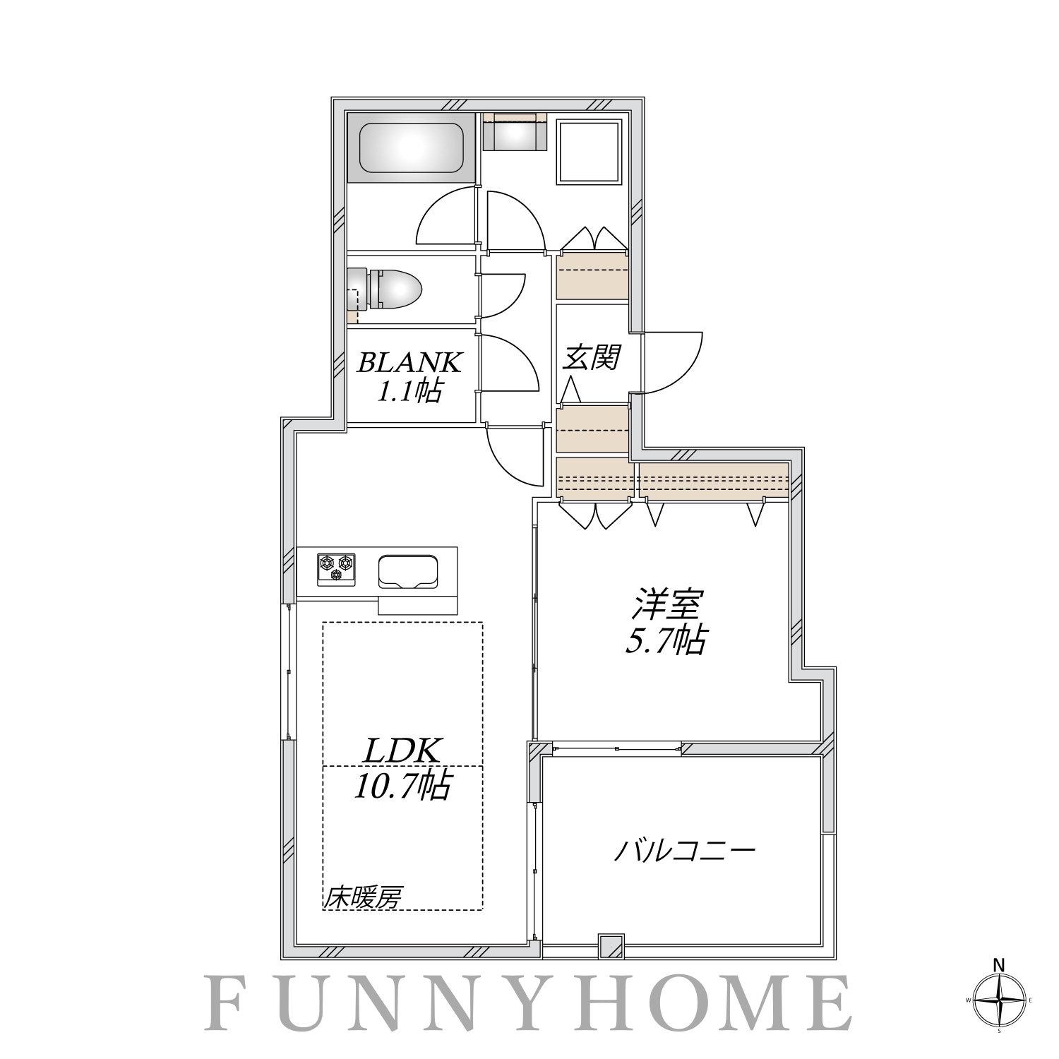 LIGHTHOUSE(1LDK/2階)の間取り写真