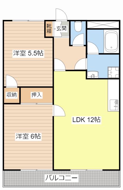 エスポワール21(2LDK/1階)の間取り写真