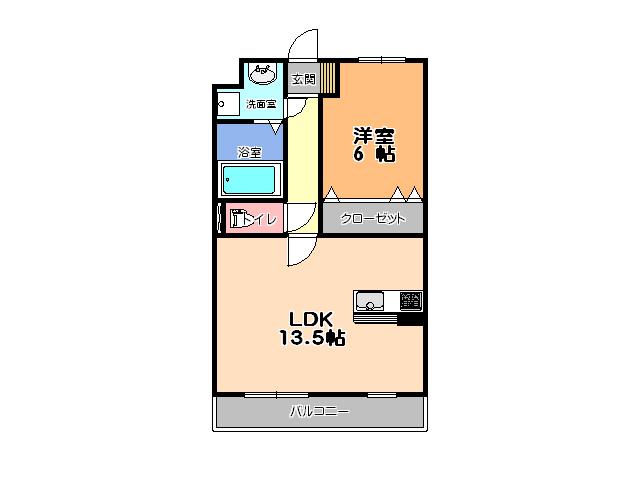 BELLA LUCE B(1LDK/4階)の間取り写真