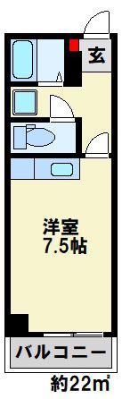 キャッツ八幡(ワンルーム/3階)の間取り写真