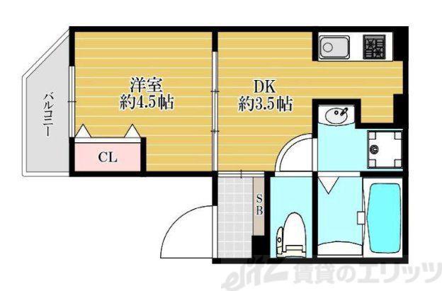SAPT小松(1DK/3階)の間取り写真