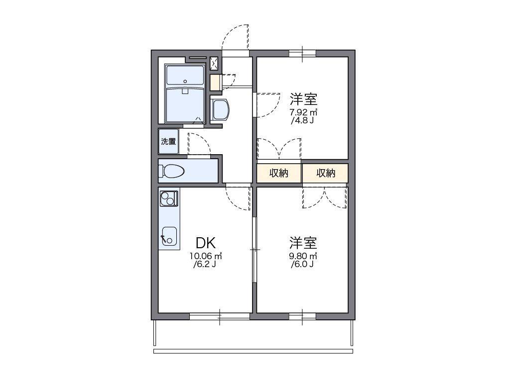 レオパレス石塚(2DK/3階)の間取り写真