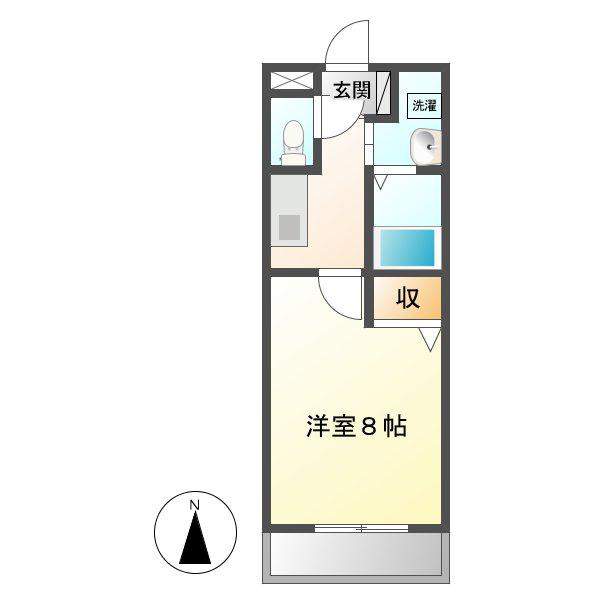 エスポワール岩塚(1K/2階)の間取り写真