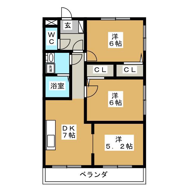 サンモール21(3DK/1階)の間取り写真