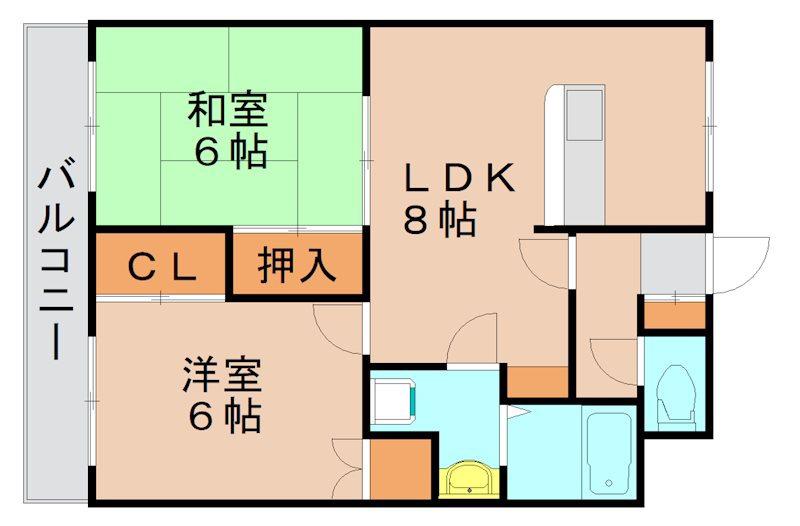 リバーサイド多の津(2LDK/3階)の間取り写真