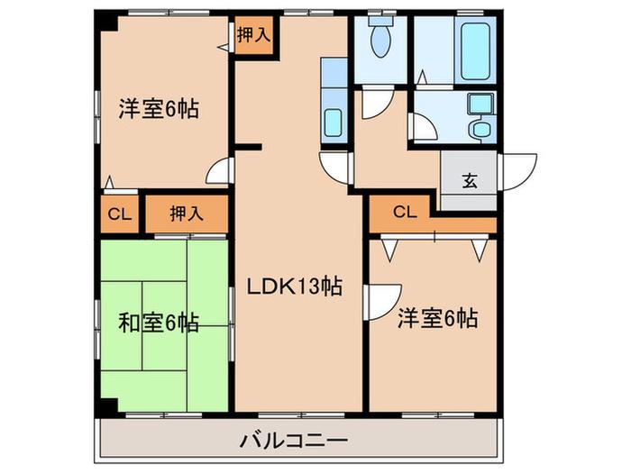 CASA・MY(3LDK/3階)の間取り写真