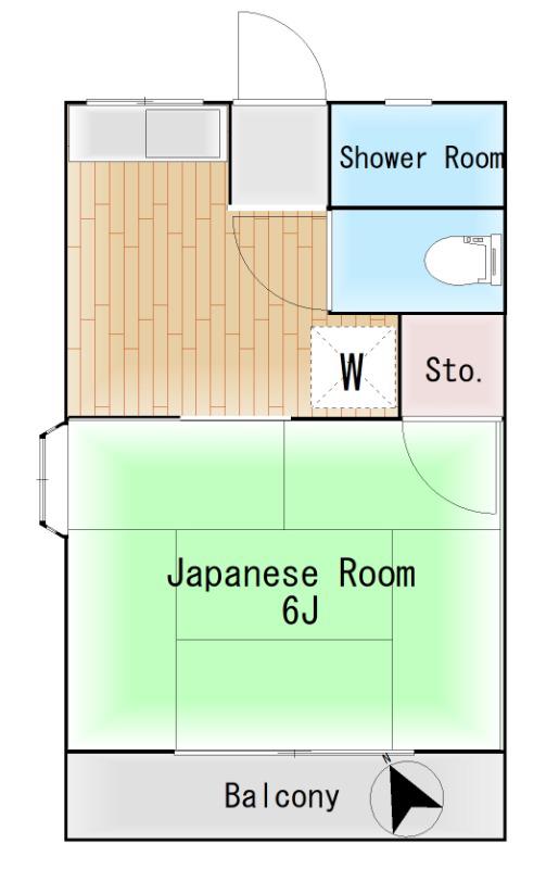 パーク横濱(1K/2階)の間取り写真