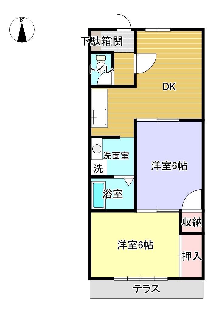 第三弥藤コーポ(2LDK/2階)の間取り写真