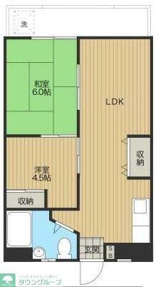 二宮ハイツ(2LDK/1階)の間取り写真