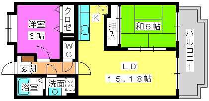 ヴィルヌーブ(2LDK/3階)の間取り写真