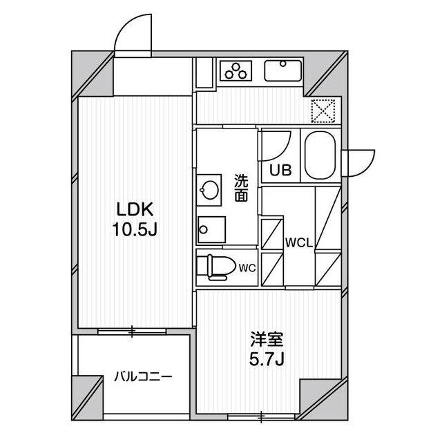 ルクレ堺筋本町レジデンス(1LDK/6階)の間取り写真