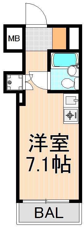 レジデンス上野(ワンルーム/2階)の間取り写真