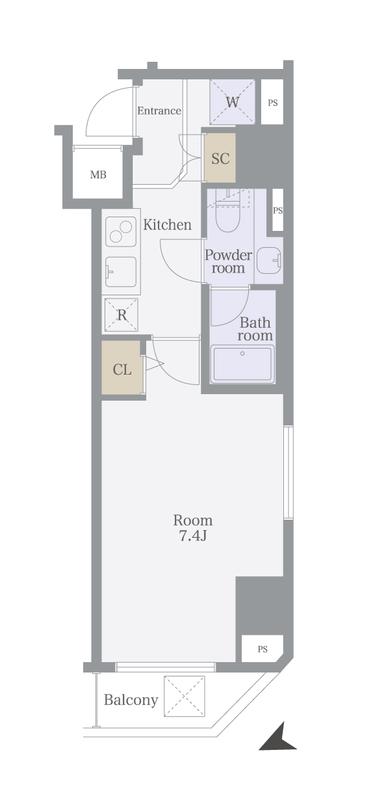 CASA SPLENDIDO TORANOMON EST(1K/14階)の間取り写真