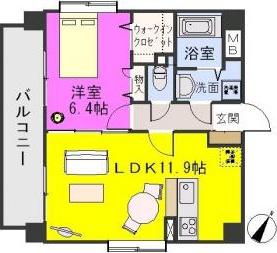 グランドゥール27(1LDK/7階)の間取り写真