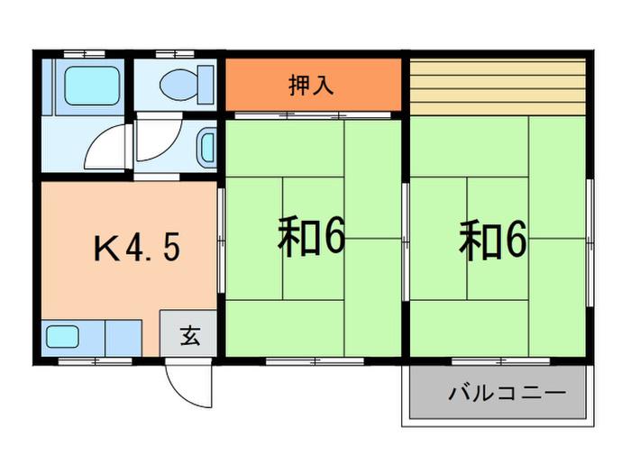 福岡マンション(2K/3階)の間取り写真