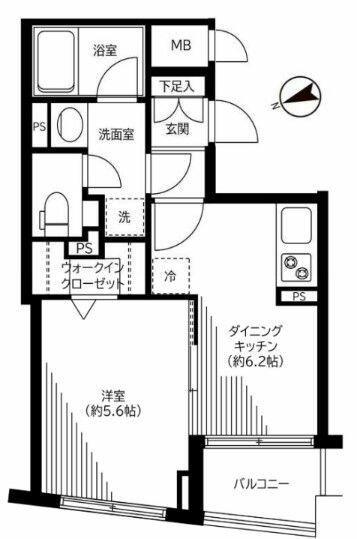 銀座レジデンス伍番館(1DK/11階)の間取り写真