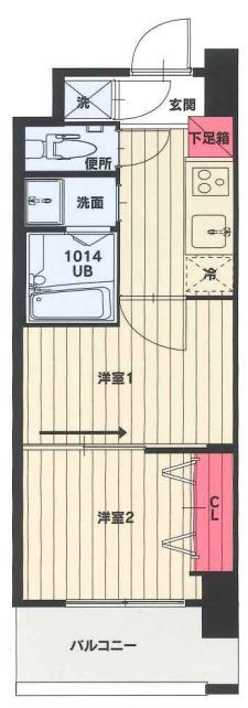 102 CLUB ORIENT(2K/3階)の間取り写真