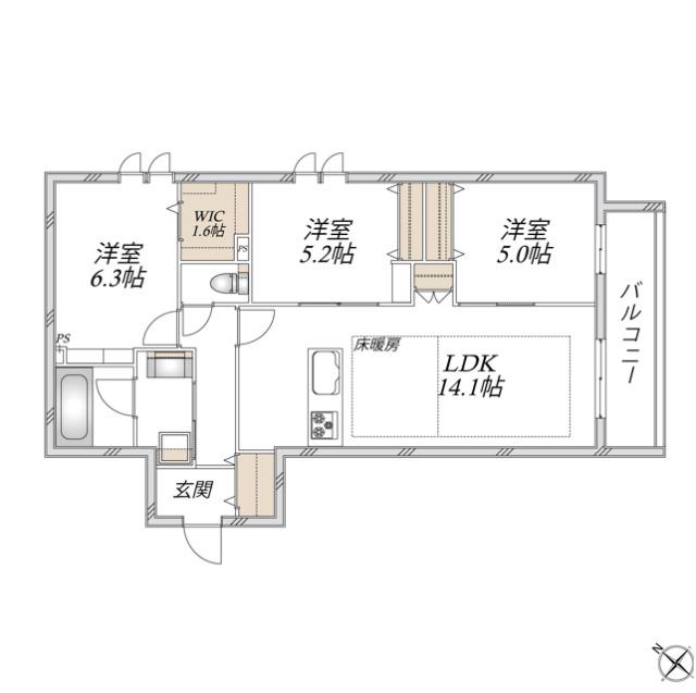 領家プライムコートI(3LDK/2階)の間取り写真
