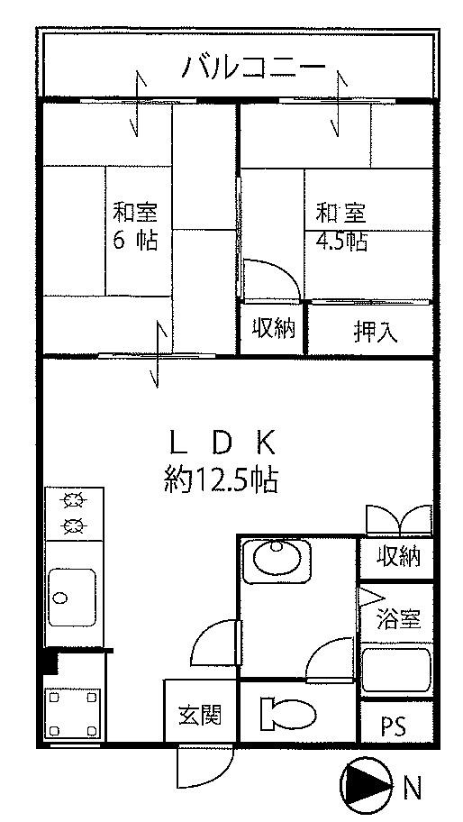 メゾン石濱屋(2LDK/2階)の間取り写真