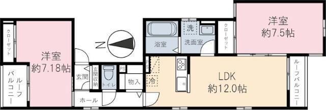 シュエット(2LDK/2階)の間取り写真